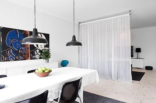 Cortinas como separador de ambientes en un comedor ideas casas Cortinas comedor