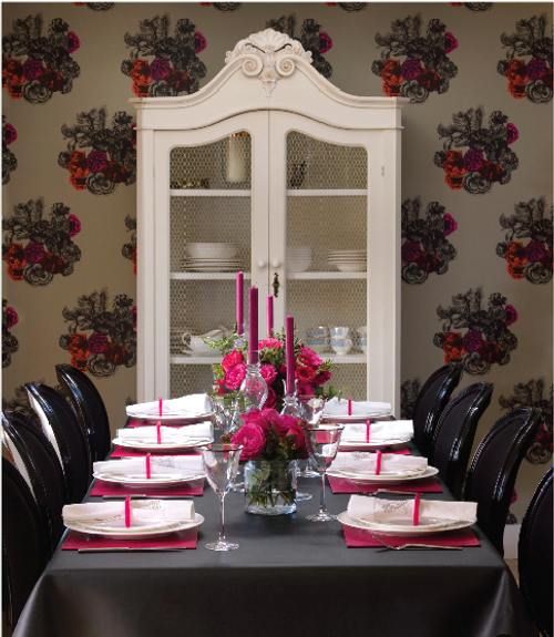 Decoración de Navidad para la Mesa, Colores Rosa y Negro Decoración de Navidad para la Mesa, Colores Rosa y Negro