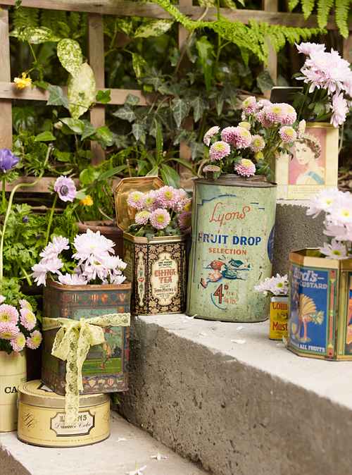 decorar el jardín con latas