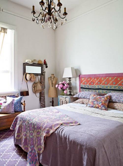 dormitorio con decoración bohemio chic